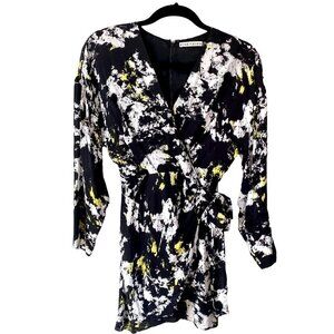 Alice + Olivia Ophelia Faux Wrap Long Sleeve Minidress 0